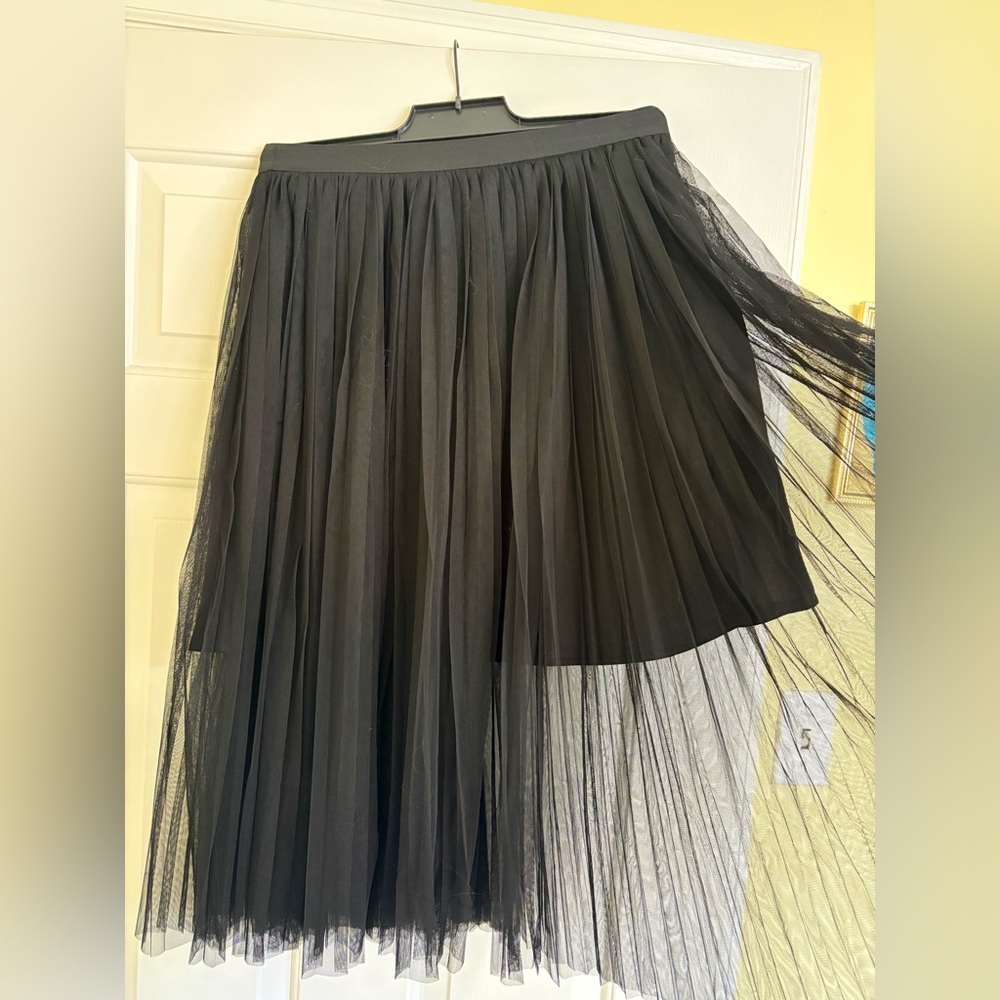 English Factory Black A-Line Tulle Skirt
